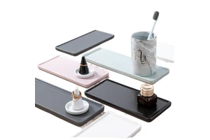 Elegant Ceramic Rectangle Tray for Jewelry and Mouthwash Storage Solution