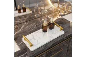 Marble Pattern Storage Tray Multi-Size Options Ideal for Bathroom, Bedroom & Living Room, Keep Cosmetics & Essentials Tidy
