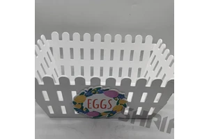 Fence-Shaped Storage Basket Easter Decorative Storage Crate - Natural Wood Multi-Function Home Organizer & Gift Box
