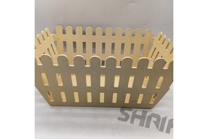 Fence-Shaped Wooden Storage Basket Decorative Organizer Bin for Home Kitchen Bathroom Office Easter Decorative Storage Crate