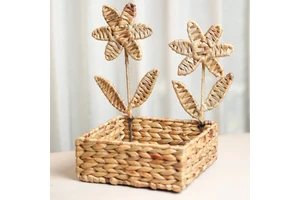 Handwoven Natural Woven Water Hyacinth Baskets for Gifts Easter Gift Baskets Wholesale Price from Vietnam