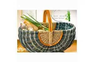 Picnic Rattan Baskets Basket Rope Storage Rattan Seagrass Picnic Cotton Stair Wicker Baskets Made in Viet Nam