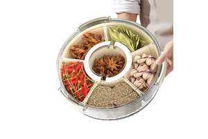 Snack Box for Cabinet Pantry Round Plastic Spice Tray With Lid Food Storage Organizer