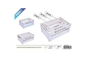 Set of 3 White Wooden Decorative Storage Boxes 30*20*13*5.5 cm for Home Decor