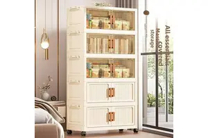 Stackable Transparent Storage Bins Lids Foldable Plastic Organizer Boxes 5-Tier Large Capacity Home Storage Movable Detachable