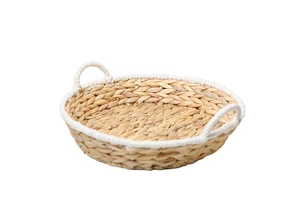 Stylish Vintage Home Storage Baskets Foldable Metal & Water Hyacinth Woven with Jute Grass & Rope Wicker for Daily Use