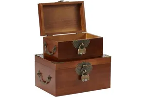 Wooden Decorative Storage Box with Lids Handmade Memory Jewelry Box Treasure Chest with Code Lock