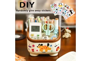Multifunctional PP Plastic Storage Box Multi-Compartment Design Injection-Molded Single Tier Rectangle Cute School Desk Home