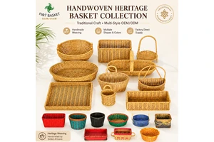 Modern Eco Friendly Handmade Multi-Purpose Plastic Fruit Rattan Picnic Gift Storage Baskets For Restaurant Kitchen Organizers