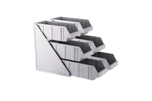 Factory 3-Tier Self-Serve Organizer Set Grey Plastic Flatware & Condiment 6 Bins Organizer
