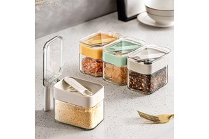 Airtight Plastic Storage Container With Lid Kitchen Organizer For Salt Pepper Sugar And Condiments