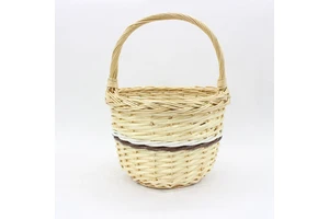 Barrel Shaped High-quality Wicker Woven Portable Storage Basket Hand Woven Rattan Basket Flowers Gift Basket