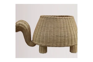 Uniquely Decorative Modern Multifunctional Turtle Shaped Rattan Wicker Basket 50x40x30cm for Kitchen Office & Living Room Use