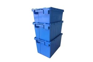 74L Heavy Duty Attached Lid Stackable And Neastable Plastic Tote Box