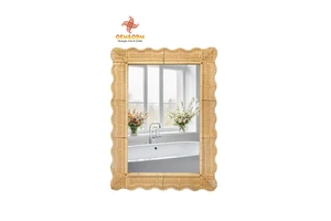 H&T 2025 OEM Rattan Mirror Bread Flower Picnic Handmade Woven Custom Straw Wicker Rattan Storage Basket