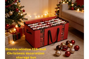 128 Ball Christmas Ornament Storage Box, Waterproof Oxford Cloth Xmas Bauble Organizer with Dual View Windows
