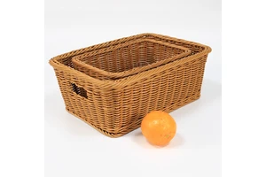 Hand-Woven Plastic Rattan-Like Storage Basket Standing Type For Kitchen Wardrobe & Wedding For Laundry Use