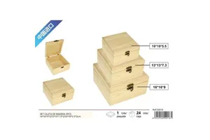 Set of 3 Wooden Decorative Storage Boxes Sizes 16x16x9 / 13x13x7.3 / 10x10x5.5 cm Model 8445542509161
