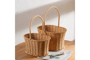 Mini Rattan Wicker Flower Gift Basket Hand Woven Storage Basket Foldable Handle Home Decoration Egg Basket