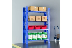 Household 4layer Storage Rack Industrial Storage Shelf Blue Warehouse Display Rack Heavy Duty Iron Frame Factory Storage Rack