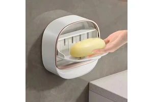 Bathroom Drain Soap Box Wall Mounted ABS Soap Box with Lid Waterproof Soap Dish Dishes Storage Box Travel Organizer Case Storage
