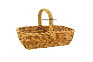 Top Quality Handmade Natural Rectangular Rattan Basket Household Rattan Wicker Woven Gift Storage Basket With Handle