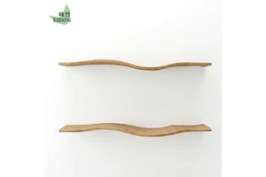 Bamboo Storage Racks Wavy Floating Shelf Sustainable Wall Mounted Decor Shelf Mid Century Modern Bamboo Storage for Home Decor