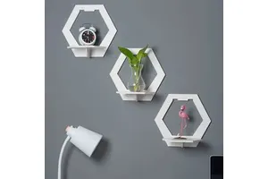 Wholesale No Punching Wall Panel Plastic Art Deco Decorative Flower Shelves with Detachable Storage for Bedroom and Living Room