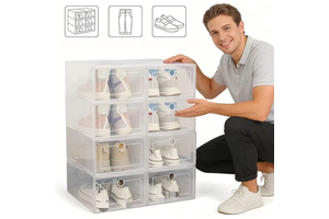 Collapsible and Stackable Shoe Storage Containers for Organizing Your Living Room or Bedroom