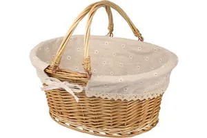 Willow Rattan Oval Picnic and Toy Shopping Basket Woven Fruit and Flower Storage Basket Household Use Packaged Bamboo Craft