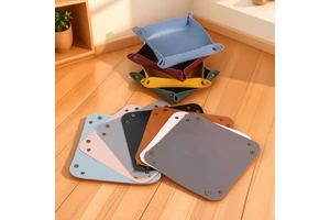 Storage Boxes Coin Holder Storage Tray Jewelry Key Leather Office Tray