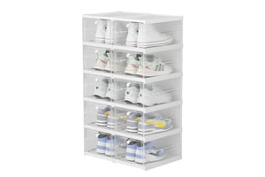 12 Pack Detachable Plastic Multi-Fold Side Door Shoe Storage Box