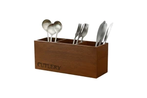 3 Partition Wooden Cutlery Holder Art Decor Multipurpose Elegant Office Decor Accessories Lightweight Perfect Organizing Kitchen