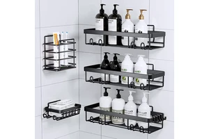 Rust Proof Stainless Steel Shower Caddy No Drilling Wall Mount Corner Bathroom Kitchen Storage Rack