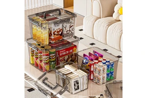 Household plastic storage box with lid - versatile kitchen and clothing storage container, durable and waterproof