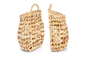 Top quality woven wall hanging flower basket factory cheapest price water hyacinth door storage baskets