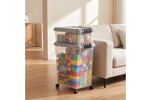 Stackable Plastic Storage Box Bins Plastic Transparent Clear Airtight Food Storage Containers With Lids