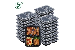33OZ 39OZ Takeaway Microwavable Plastic Disposable 3 Compartment Bento Food Storage Lunch Boxes Meal Prep Containers