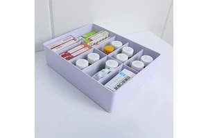Hospital Pill Distribution Storage Box 5/10/15 Grids Medication Trays Lids Eco-Friendly Durable ABS Plastic Single Tier Modern