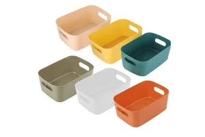 Stackable Plastic Colorful Durable Home Tidy Storage Boxes & Bins With Handles
