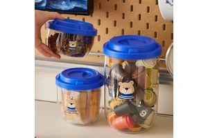Set of 3 Rectangle Injection-Molded BPA Free Cereal & Dry Food Storage Containers with Lids