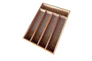 Acacia Wood Single Tier Silverware Tray for Drawer Cutlery Organizer Kitchen Tool Holder Adjustable Multifunction Storage