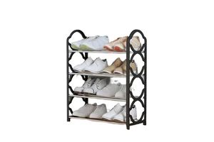 Detachable 4-Layer Stainless Steel Glossy Modern Portable Multifunction Shoe Rack Dust-Proof Storage Shoe Cabinet Assembly Door