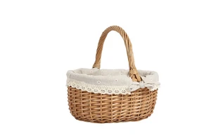 Factory Hot Sale Natural Eco-friendly Outgoing Portable Wicker Woven Basket