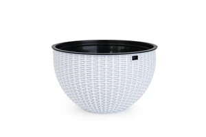 Imitation Rattan Classic Modern Flower Pot With Drainage Hole & Self-Watering Durable Large Capacity For Home & Garden Use