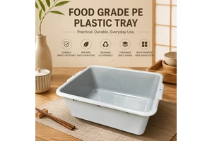 Commercial Grey PE Plastic Bus Box Kitchen Tote with High Quality Plastic for Food Storage and Cleaning Tasks