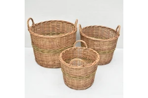 Round Wicker Easter Basket Wicker Laundry Basket Rattan Storage Basket With Handle for Organization and Home Decor for Storage