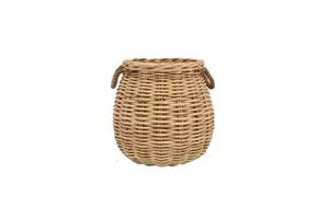 High Quality Eco-Friendly Natural Rattan Beach Basket Handle Vintage Style Multi-Purpose Storage Food Flowers Mulya Basketry