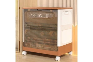 WANUO Clothing/Bedding Storage Box Foldable Plastic Storage Box Visible Plastic Storage Box with Universal Wheels