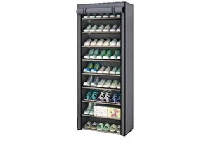 Modern Living Room Metal 10-Tier Dust-Proof Moisture-Resistant Non-Woven Fabric Shoe Rack Large Capacity Storage